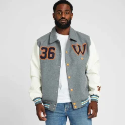 LRG Chaqueta Universitaria De Lana Color Crema De Wu Tang X -Hombres Ropa De Calle